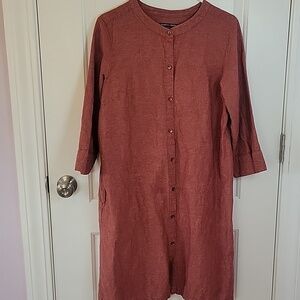 Gudrun Sjoden Cotton Linen Lagenlook Shirt Dress